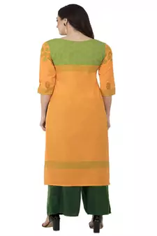 Printed Orange straight kurta