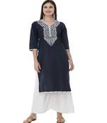 Embroidered Blue straight kurta