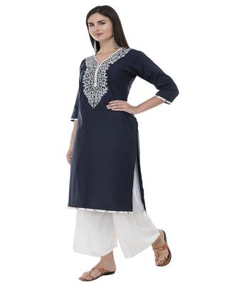 Embroidered Blue straight kurta 2