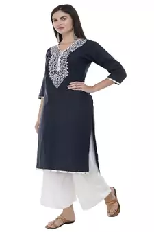 Embroidered Blue straight kurta