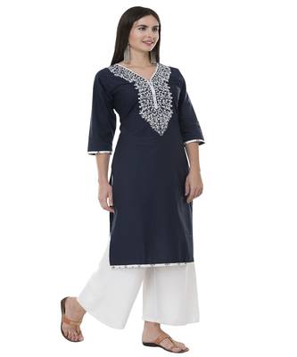 Embroidered Blue straight kurta 3