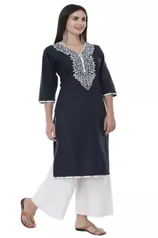 Embroidered Blue straight kurta