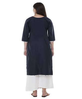 Embroidered Blue straight kurta 5