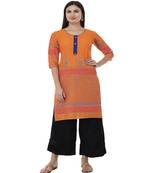 Paisley Orange printed straight kurta