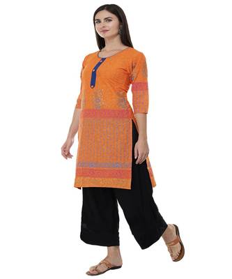 Paisley Orange printed straight kurta 2