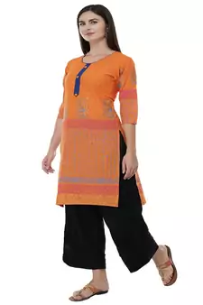 Paisley Orange printed straight kurta