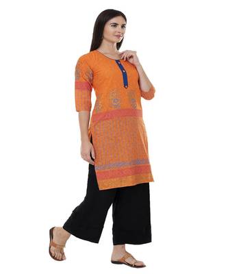 Paisley Orange printed straight kurta 3