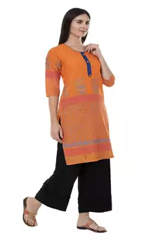 Paisley Orange printed straight kurta