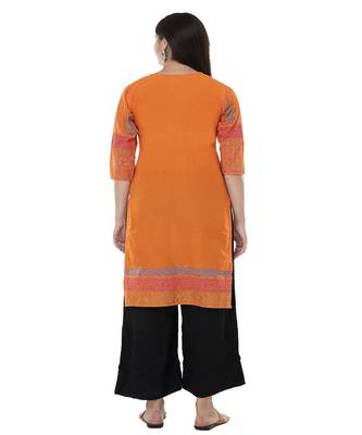 Paisley Orange printed straight kurta 5