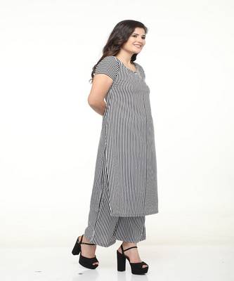 Striped White kurta palazzo set 3