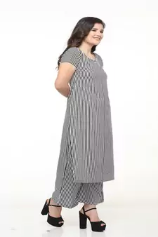 Striped White kurta palazzo set