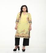 Crepe Yellow Straight digital Kurta