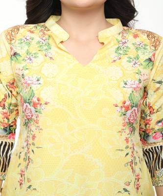 Crepe Yellow Straight digital Kurta 4