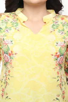 Crepe Yellow Straight digital Kurta
