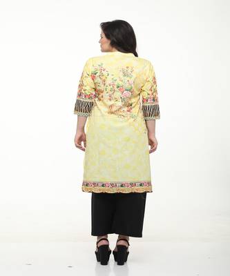 Crepe Yellow Straight digital Kurta 5