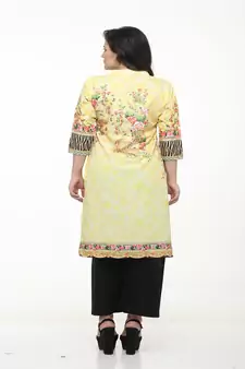 Crepe Yellow Straight digital Kurta