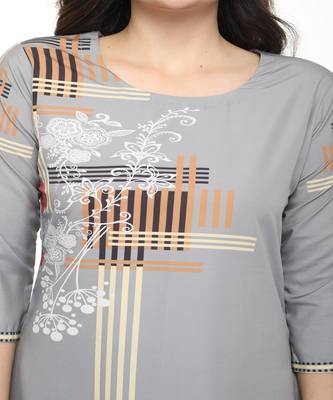 Crepe Grey Straight digital Kurta 4