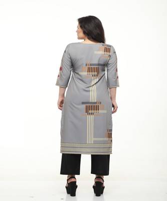 Crepe Grey Straight digital Kurta 5