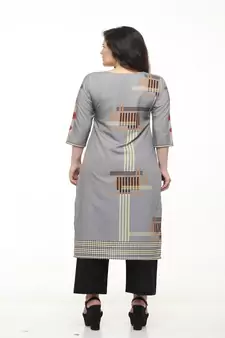 Crepe Grey Straight digital Kurta