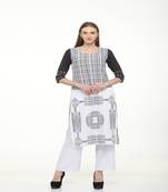 Crepe White Straight digital Kurta