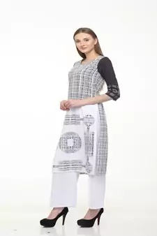 Crepe White Straight digital Kurta