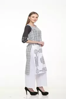 Crepe White Straight digital Kurta