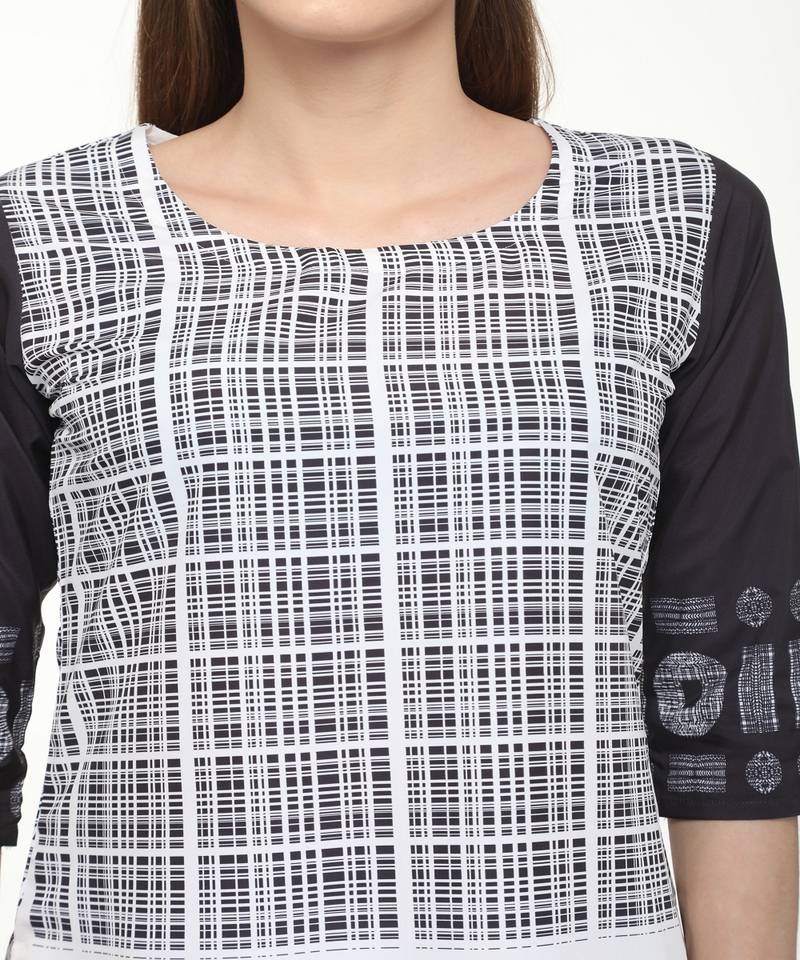 Crepe White Straight digital Kurta