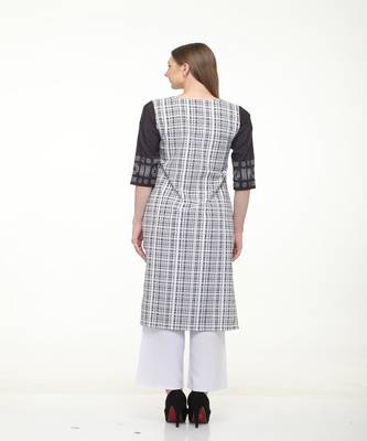 Crepe White Straight digital Kurta 5