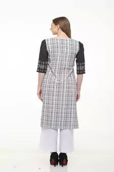 Crepe White Straight digital Kurta