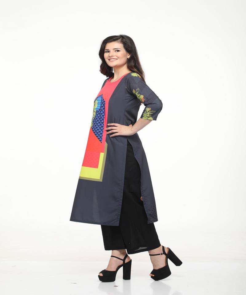 Crepe Multi Straight digital Kurta