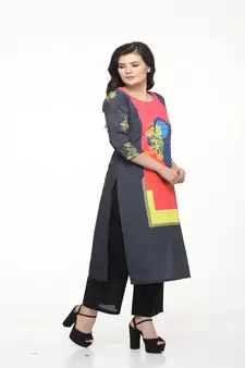 Crepe Multi Straight digital Kurta