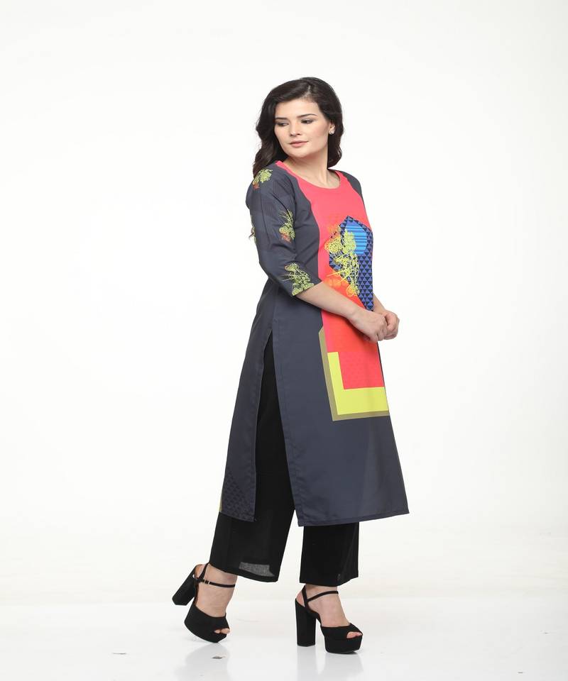 Crepe Multi Straight digital Kurta