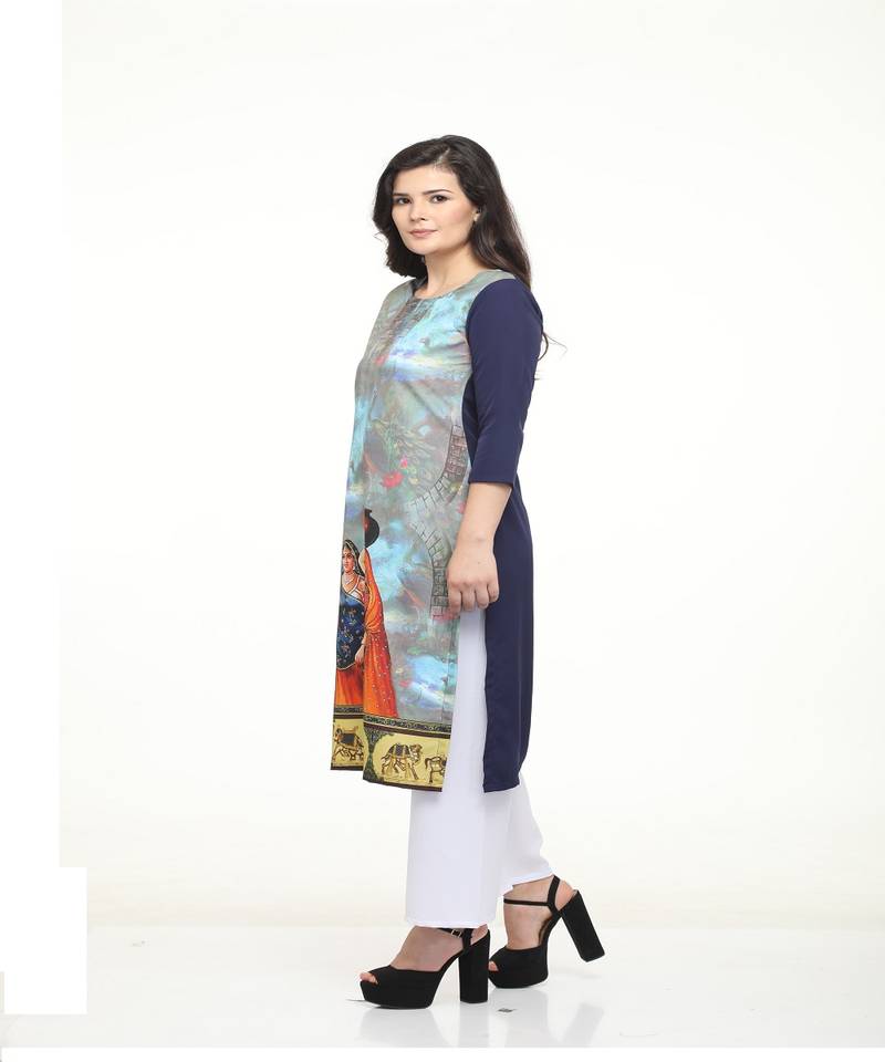 Crepe Multi Straight digital Kurta