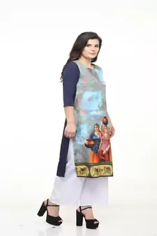Crepe Multi Straight digital Kurta