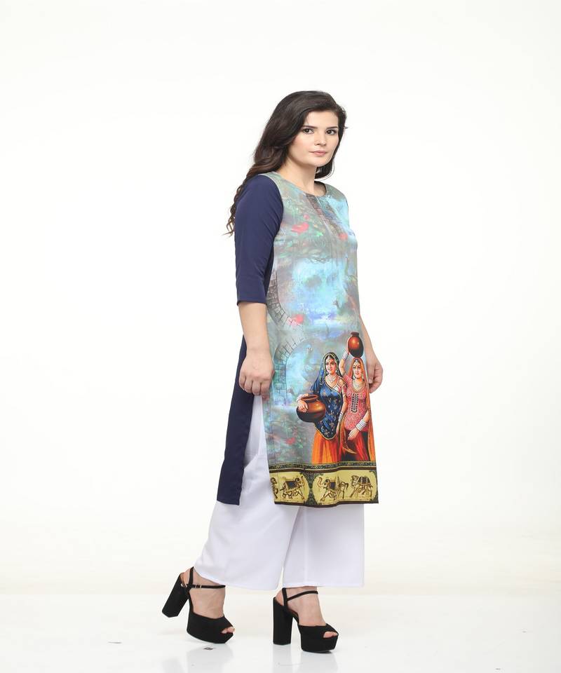 Crepe Multi Straight digital Kurta