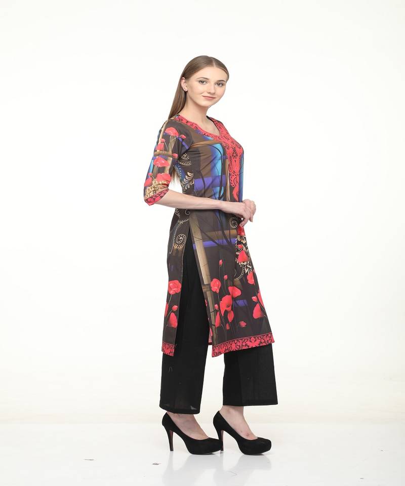 Crepe Multi Straight digital Kurta