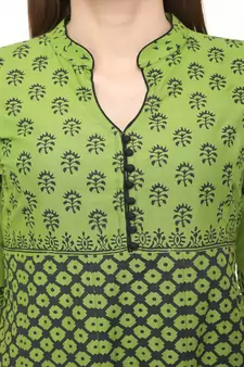 Cotton anarkali Green Kurta