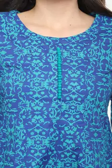 Cotton Blue anarkali Screen Print Kurta