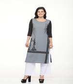 Crepe Grey Straight digital Kurta