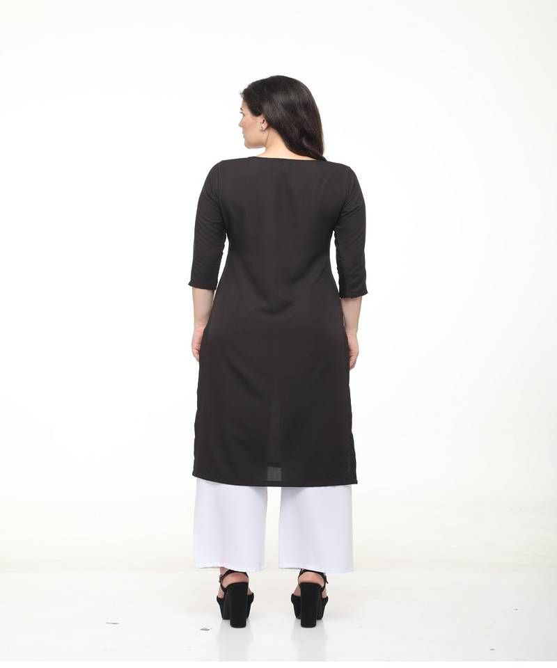 Crepe Grey Straight digital Kurta