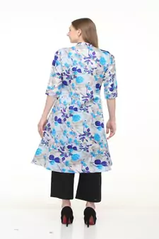 Raw Silk Grey A-Line Floral Kurta