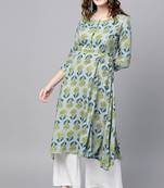 Blue printed rayon ethnic-kurtis