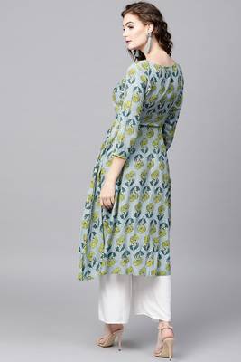 Blue printed rayon ethnic-kurtis 3