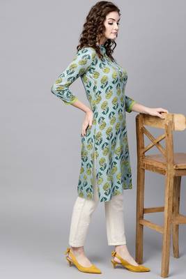 Blue printed rayon ethnic-kurtis 2