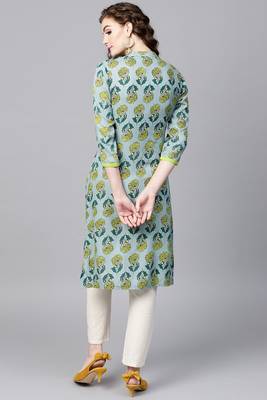 Blue printed rayon ethnic-kurtis 3