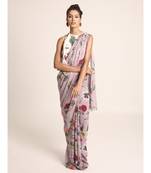 Ivory Printed Top with Lilac Printed Saree