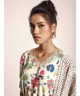 Payal Singhal Black Colour Art Crepe Palazzo and Cream Printed Art Georgette Dupatta 4