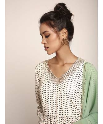 Payal Singhal Hot Pink Colour Soft Net Churidar and Green Colour Art Georgette Dupatta 4