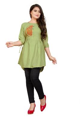 Green printed linen tunics 1