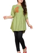 Green printed linen tunics